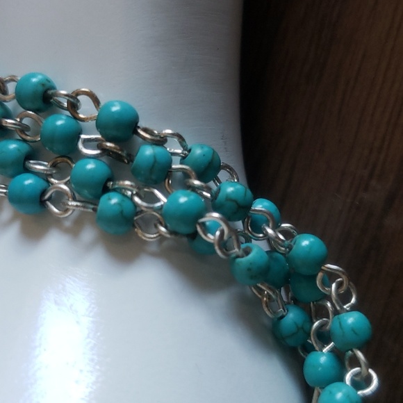 Diane Katzman turquoise bracelet beads silver tone adjustable - Picture 5 of 7